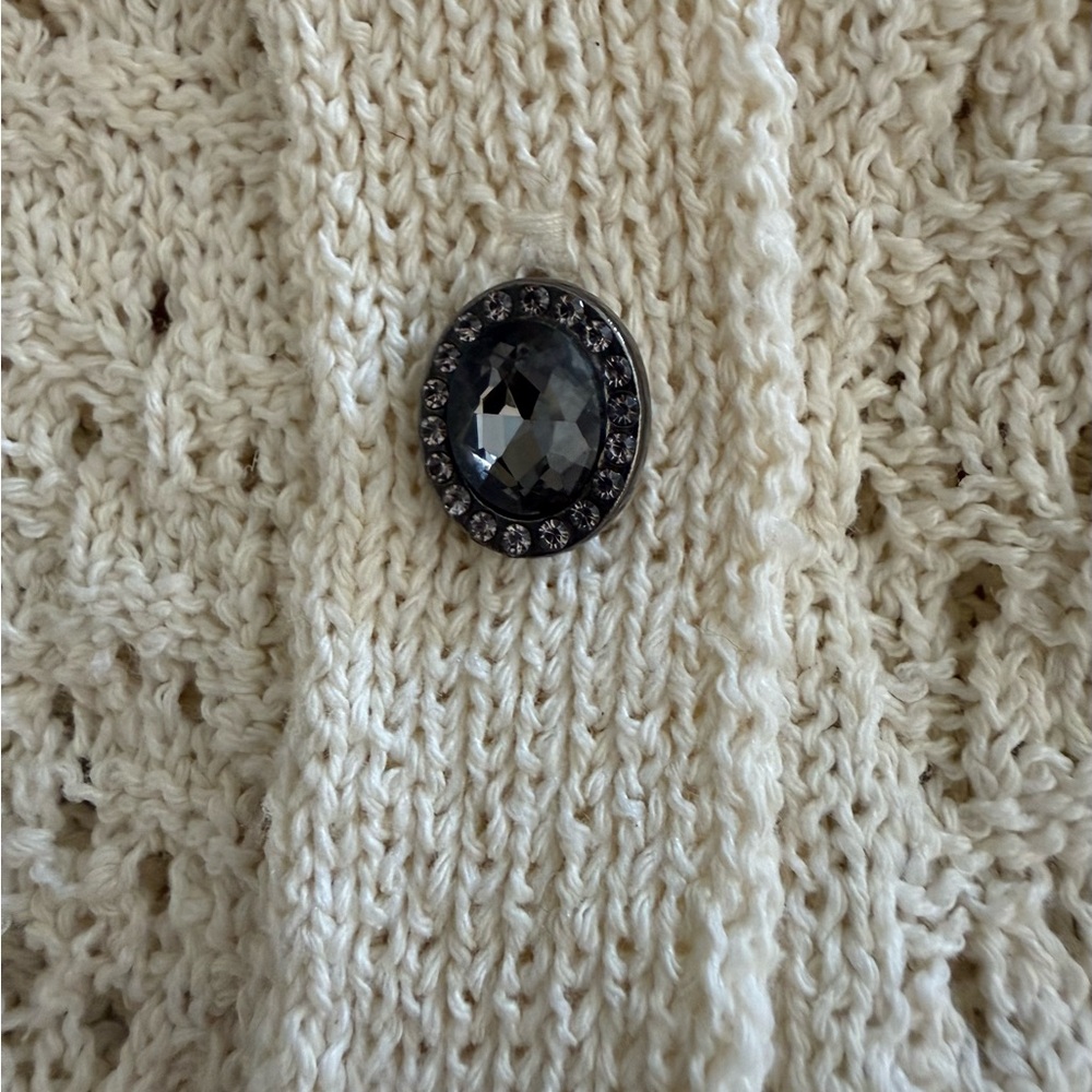 Zara Cream Knit Cardigan with Rhinestone Buttons NEVER WORN. Size XL. - Picture 5 of 6